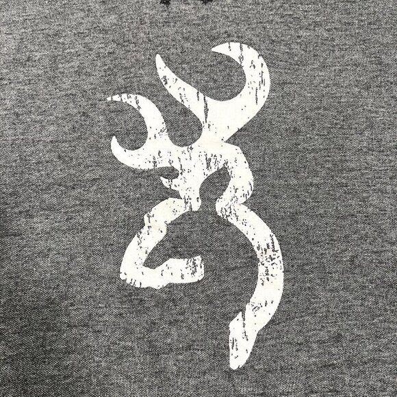 Browning Long Sleeved Heavyweight Hooded Raglan Shirt Mens LRG Deer Antler Logo - Picture 2 of 4